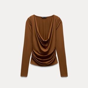 Zara Chic Brown Long Sleeve Top